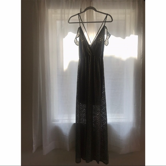 Francesca’s Lace Maxi Dress Olive boho autumn - Picture 7 of 7
